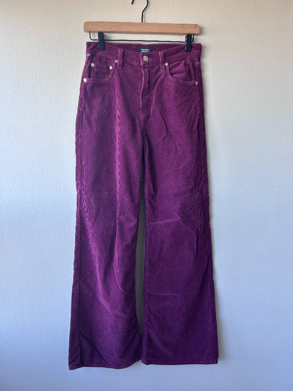 Citizens of Humanity Paloma High Rise Baggy Wide Leg Corduroy Pants Purple 25